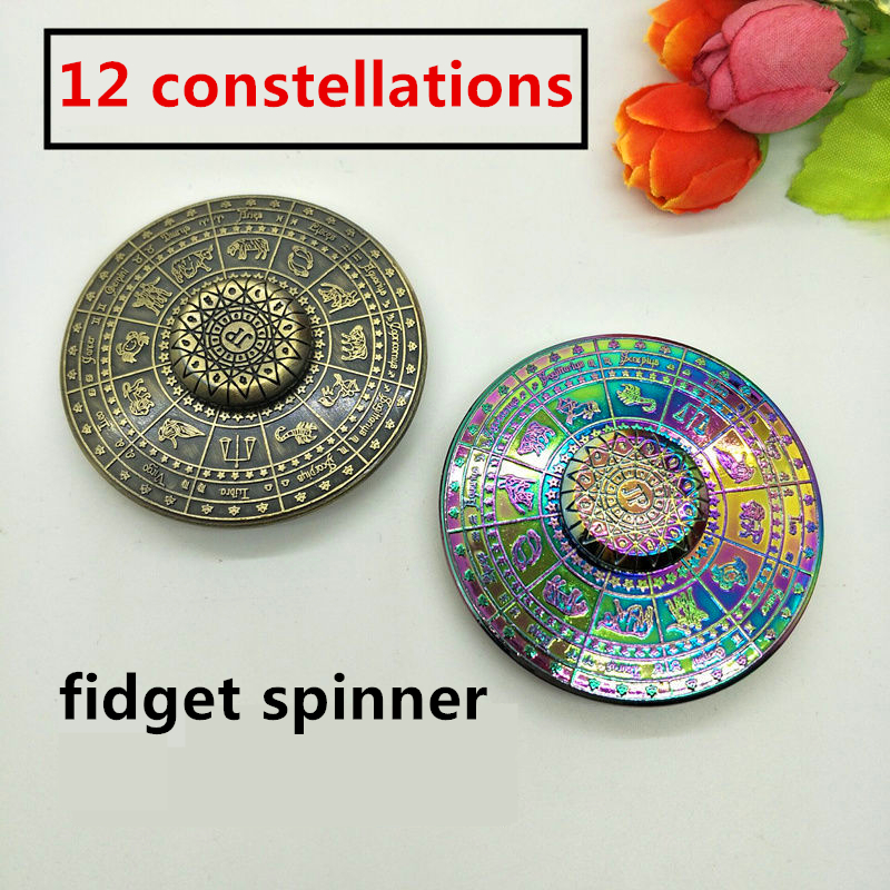 Chinese Style Fingertip Gyro Feng Shui Compass Constellation Finger Spinner Metal Decompression Artifact ADHD Decompression Toy