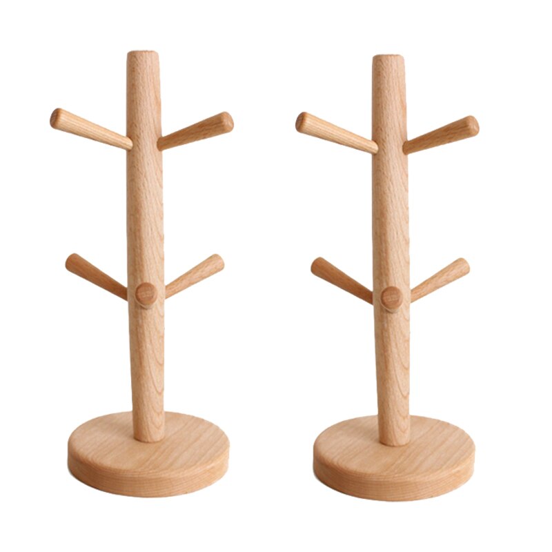 Premier Housewares Support De Tasses En Bois D'Hévéa - Marron H31 X W12 X D12 Cm