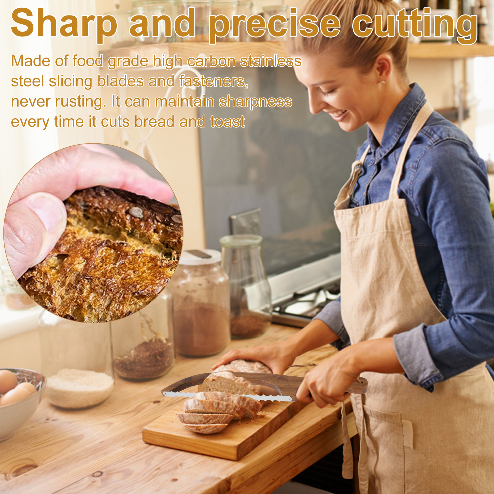 Wooden Bread Bow Knife Serrated Bread Bow Cutter Stainless Steel Sourdough Bread Knife Bread Knife Cake Cutting