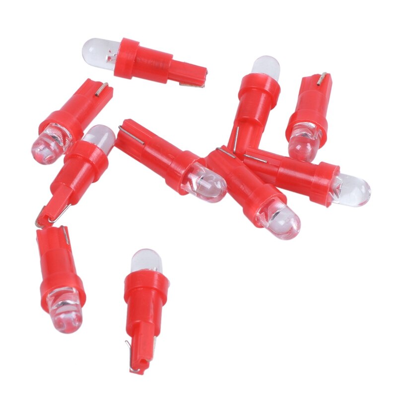 10 X 1 LED Bulb Light For Car Interior T5 2721 12V White &amp; 10 X DC 12V LED Red Bulb Dashboard T5 Lamp For Automotive