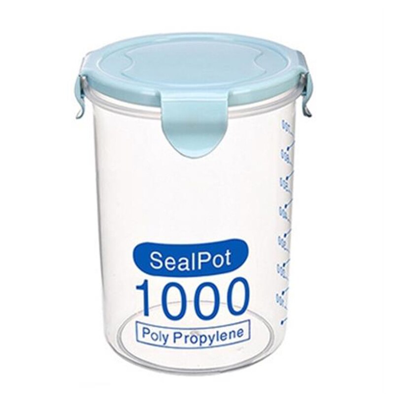 600-1500ml Food Storage Container Kitchen Refrigerator Food Noodle Sealing Box Preservation Fresh Pot Tank Boxes Organizer: blue- 1000ml