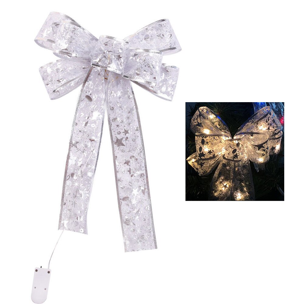 Christmas Decoration LED Light LED Christmas Tree Ornaments Ribbon Bows Xmas Party Decoration Christmas Tree Decoration Light: A
