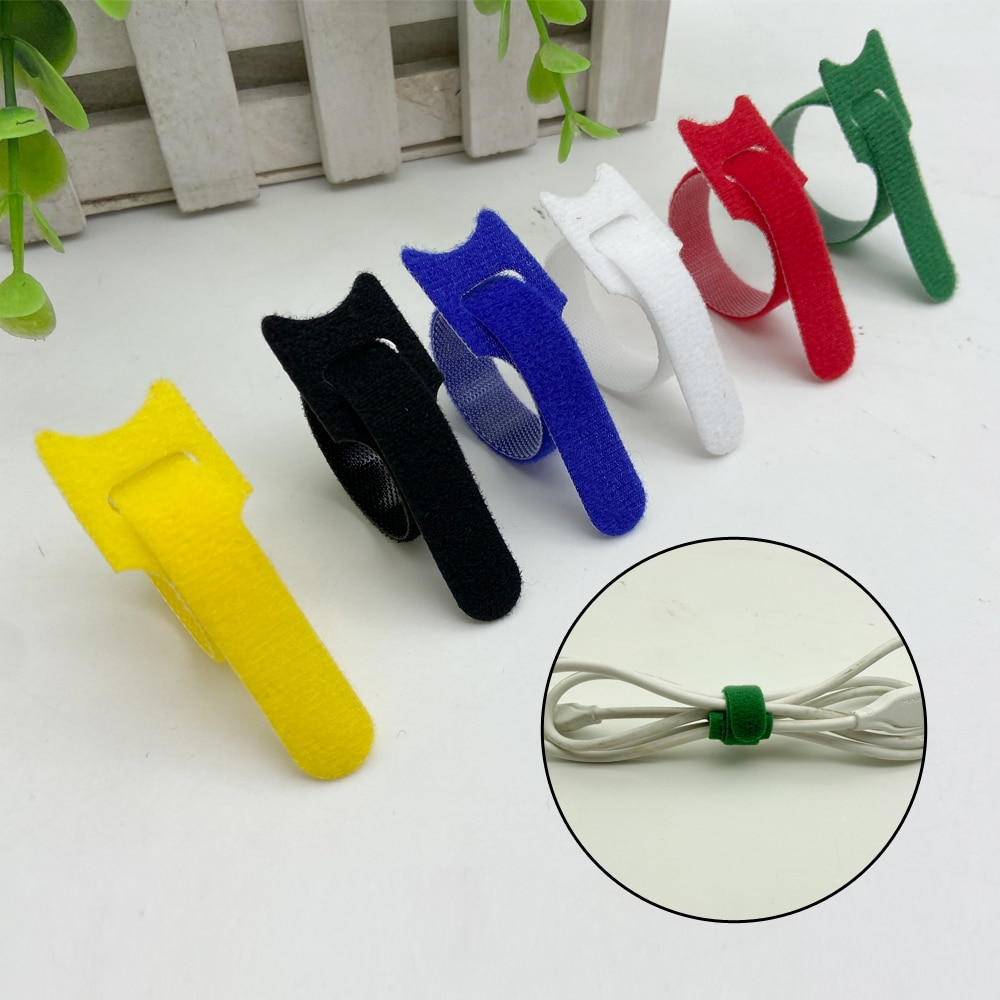 30pcs 1.2X15CM Adhesive Fastener Tape Reusable ties Hook and loop fastener Tape Nylon velcros Cable Ties velcros Strap wire