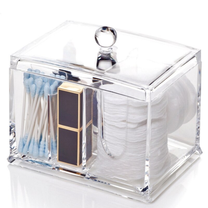 Square Acrylic Cotton Swab Glove Box Desktop Dustproof Cosmetic Jewelry Organizing Box