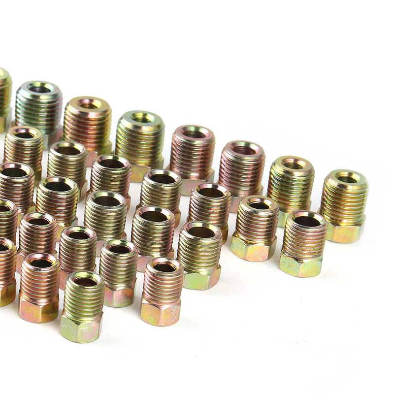 35pcs Car Brake Line Tubing Tube Fitting Kit Nuts Iron Plating Zinc For Inverted Flare 3/16'' OD 1/4" OD Auto Replacement Parts