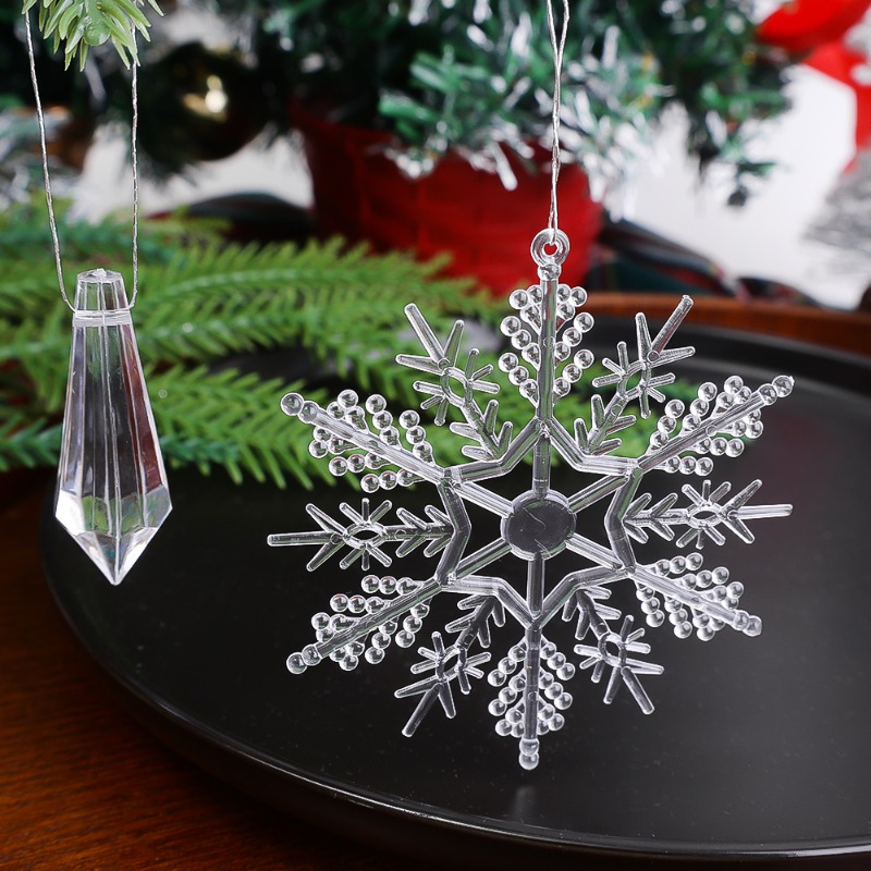 5-48 Stuks Kerst Ornamenten Kristal Boom Decoraties Transparante Ijs Strip Hanger DIY Teardrop Kroonluchter Kerst Bruiloft Kralen