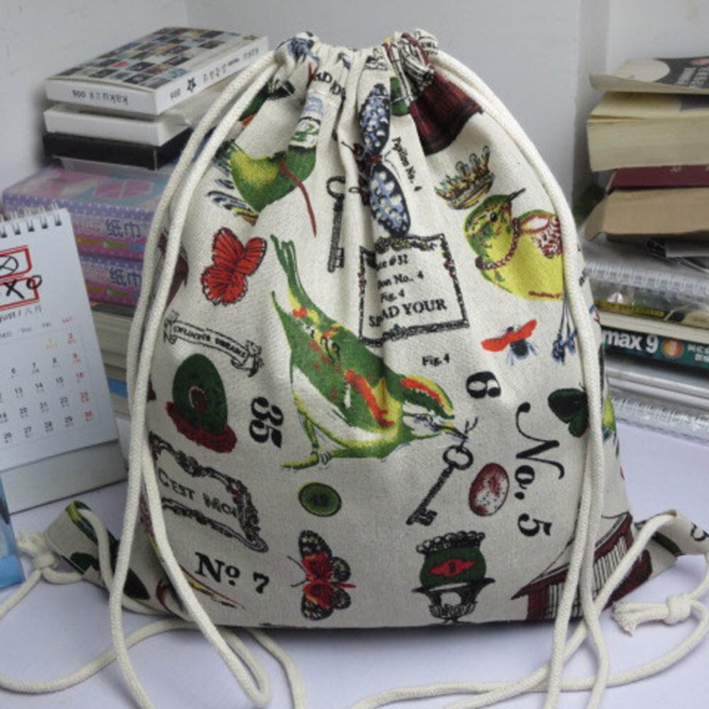 Sac à dos en toile imprimé papillon pour adolescents, avec cordon de serrage, pour l'école: D