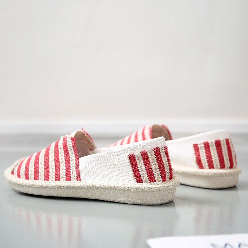 Women Stripe Fisherman Flat Shoes Spring Summer Ladies Canvas Casual Lightweight Breathable Espadrilles Loafers Lazy Shoes