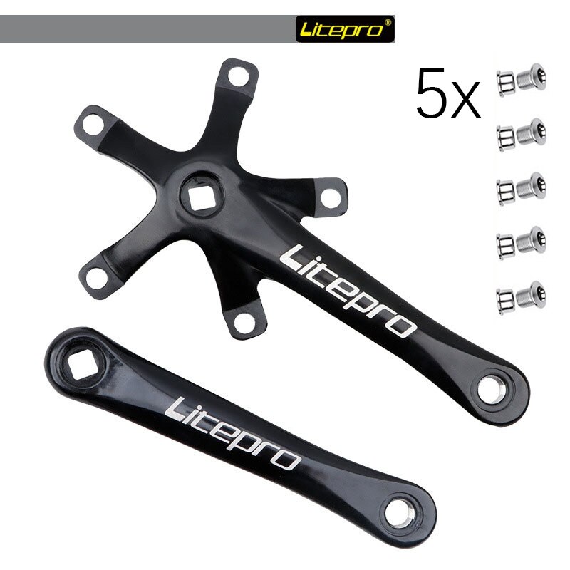 Litepro-Juego de platos y bielas para bicicleta, juego de bielas para bicis plegables 130 BCD BMX de una sola velocidad 130bcd 45 47 53 56T 58 T diente 1x Mtb: only crank black