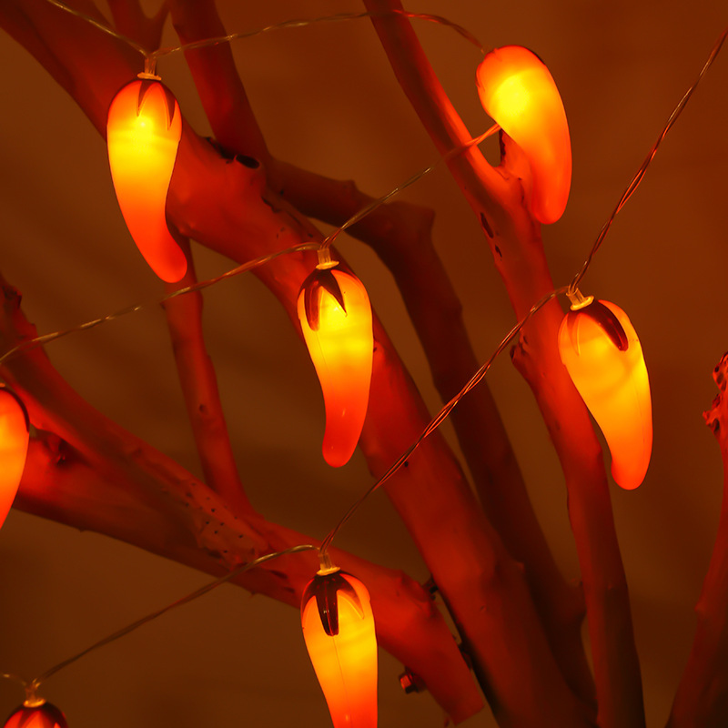 10/20/40 LEDS Red Chili Garland Light, Pepper String Lights, Ideal for Harvest Festivals Thanksgiving, Home, Indoor Mexico Decor