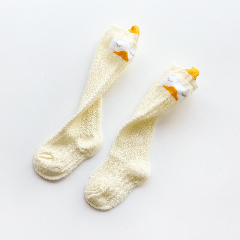 Ultratynde søde dyr strømpe til oy piger benvarmere baby myggesikre strømper børn sokker tegneserie åndbar strømpe: Gul / 0-12m