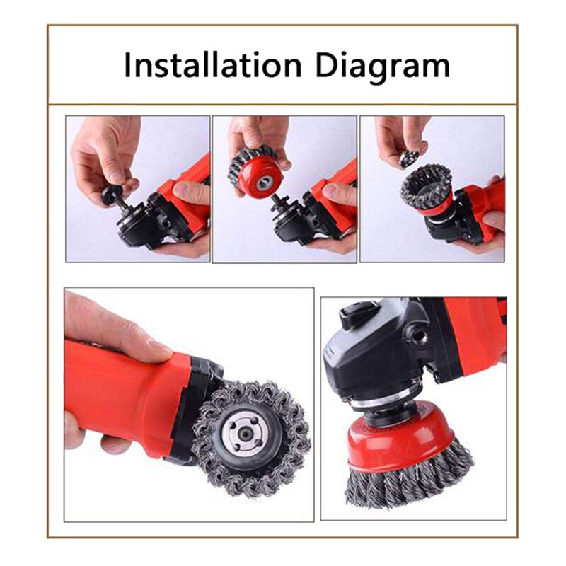 3Inch Twist Knot Wire Wheel Cup Brush for Any Angle Grinder with M14 Thread for Remove Paint Scale Rust Deburring,4 Pack