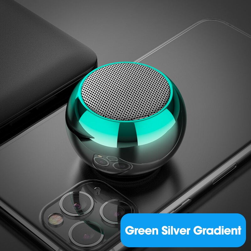 Home Theater Subwoofer Mini Bluetooth Portable Speakers True Wireless Powerful Bass Stereo Sound Speaker Columns Not Sound bar: green sliver