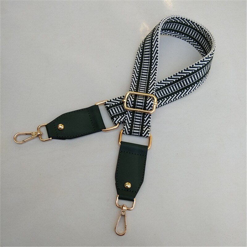 Nylon Tasriemen - 3.8x120cm - Gestreift - Verstellbarer Crossbody Ersatzgurt - Damen Taschen Zubehör: green2