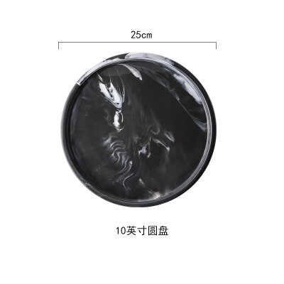 Black Chinese Ink Painting Ceramic Storage Tray Jewelry Display Porcelain Plate Dessert Snack Cake Plate Restaurant Serving Tray