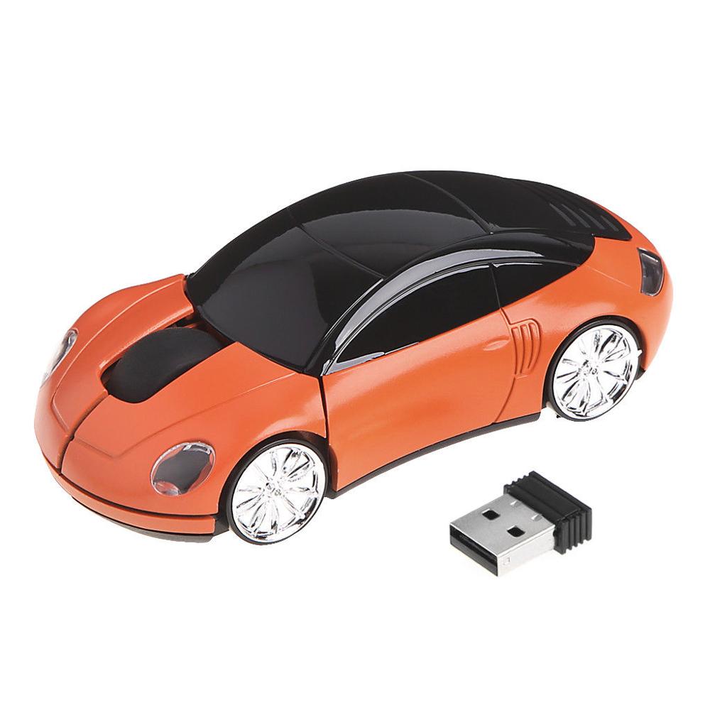 2.4G 1600DPI Mouse USB Receiver Wireless LED Light Car Shape Optical Mice: Orange