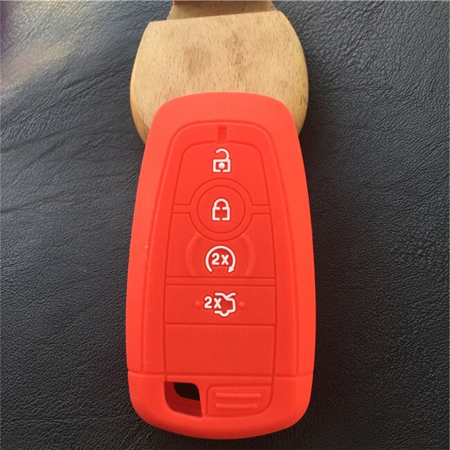 Silikonikuminen auton avainkotelo ford mondeo mkc mkx mkz lincoln continental focus edge kuga eco sport 3 4 nappiavain: 4 -painike punainen