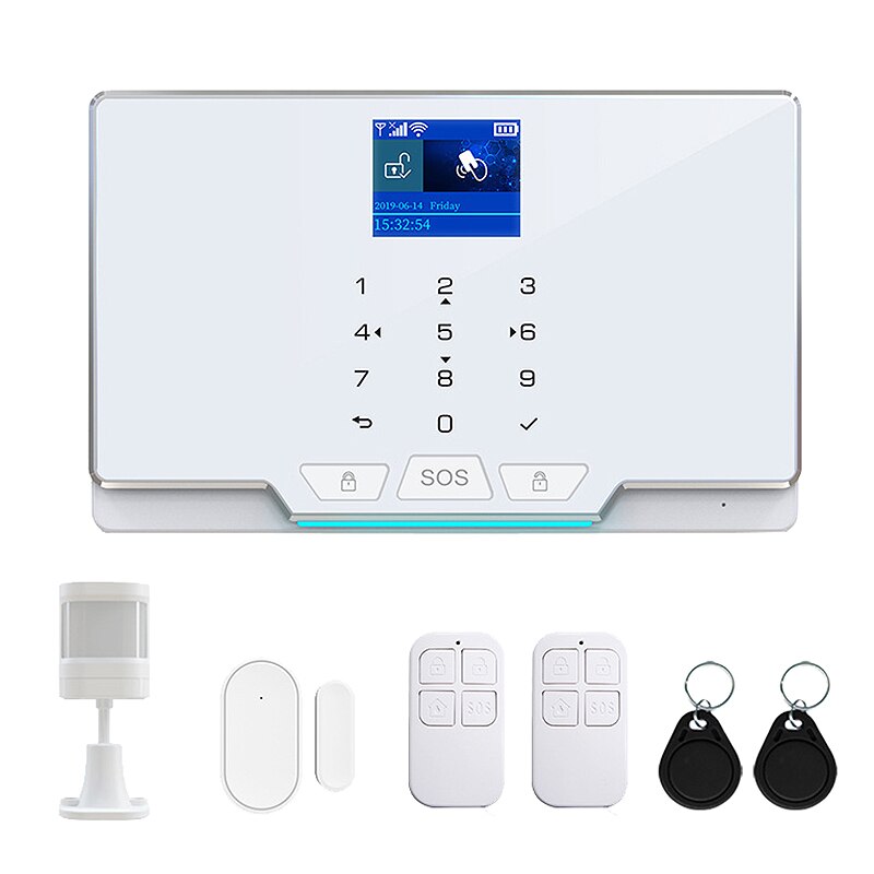 -WiFi GSM GPRS Multifunction Wireless Home Residential Fire Safety Intruder Alarm System EU Plug: White