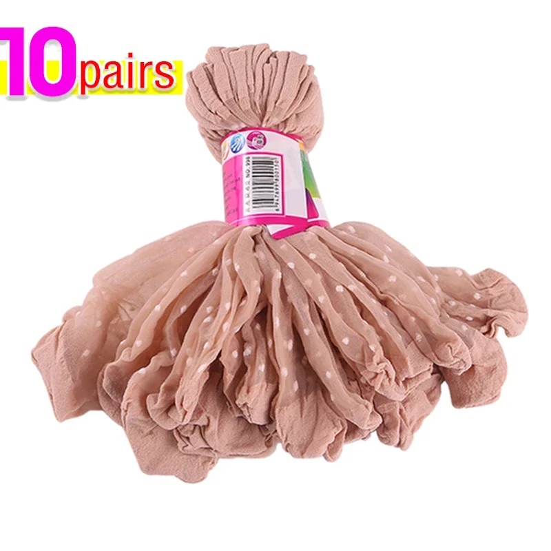 5/10Pairs Dot Zijden Sokken Vrouwen Transparante Dunne Ademende Zomer Nylon Korte Voorraad Vrouwelijke Antislip Stretch enkel Sexy Sok: Blauw