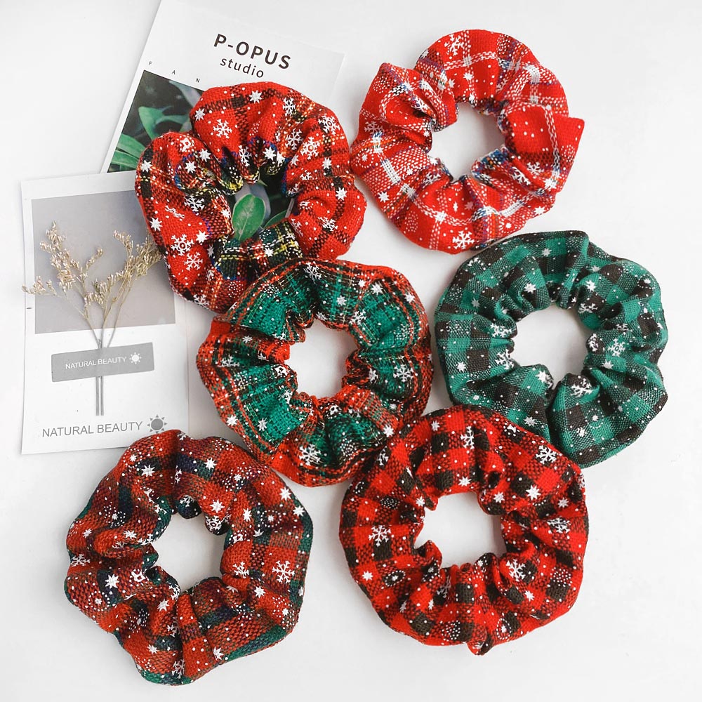 Elastisk jul scrunchie hår gummiband tillbehör gum bronzing hår rep hästsvanshållare huvudbonad 077