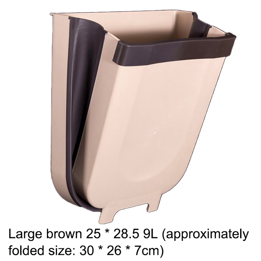 Kitchen Cabinet Garbage Door Hanging Can Wall Mounted Trash Bin Car Room Toilet Waste Storage Folding Trash Can: Coffee L 