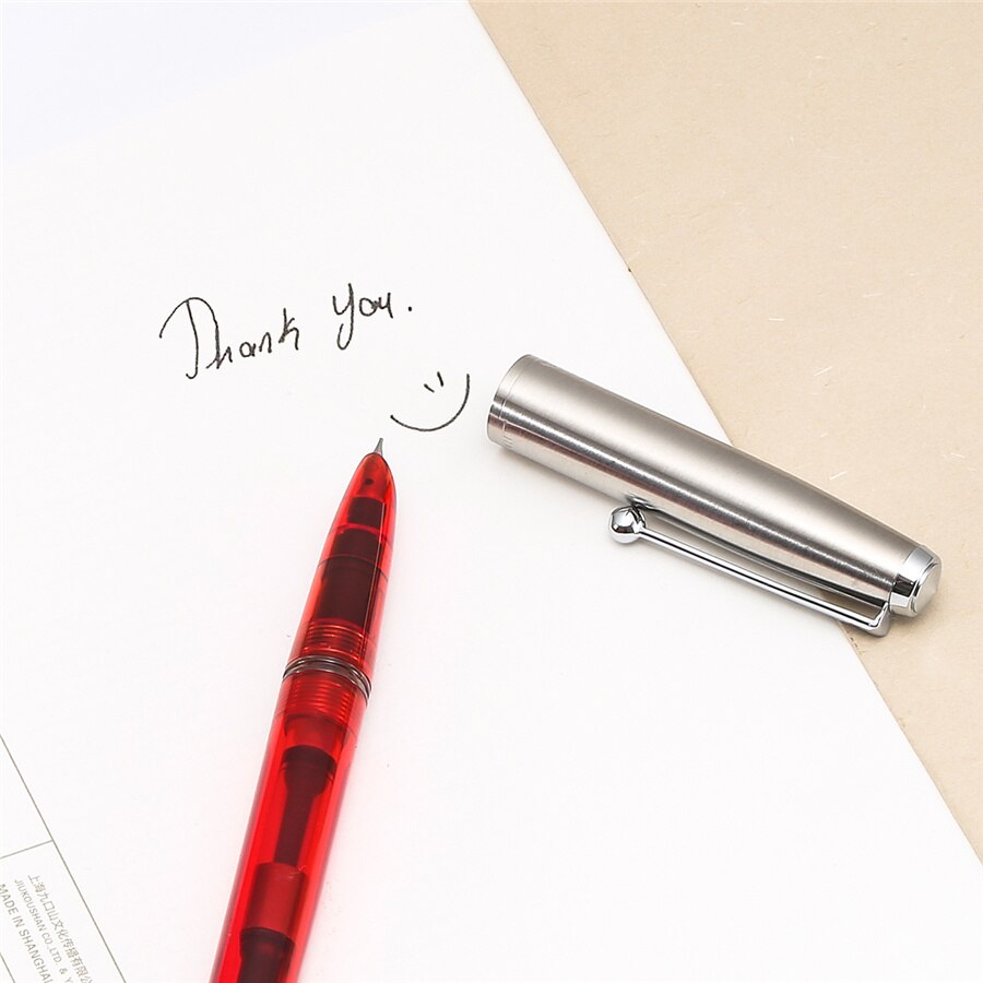 Jinhao Vision Fountain Pen, Steel Metal Cap, Nice Color Transparent Barrel, Fine Nib Office Finance School Student writing A6994