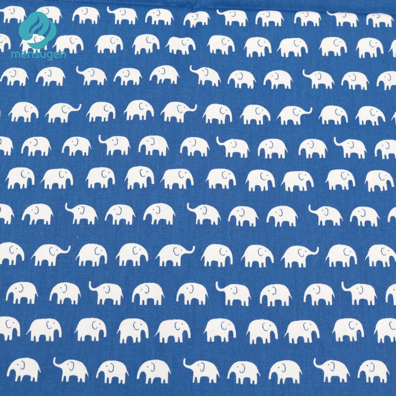 Mensugen 50cm*160cm 100% Cotton Cartoon Elephant Fabric for Quliting Baby Cribs Cushions Blanket Pillows Sewing Material