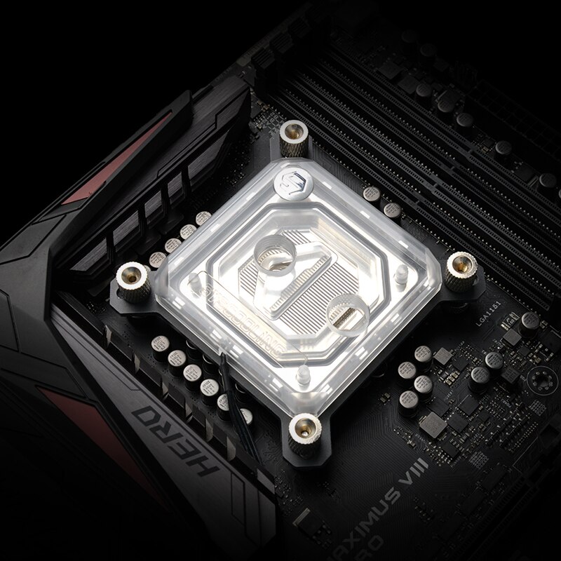 Syscooling CPU water block for intel socket LGA 115x 1200 1366 copper plate micro channel with RGB lights PC water cooling