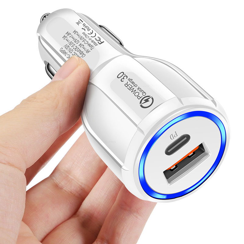 Vaorlo usb-ladegerät  qc3.0, auto-schnellladegerät  pd 15w, schnellladefunktion für mobiltelefone (iphone 11 pro, samsung, huawei, xiaomi): Weiß