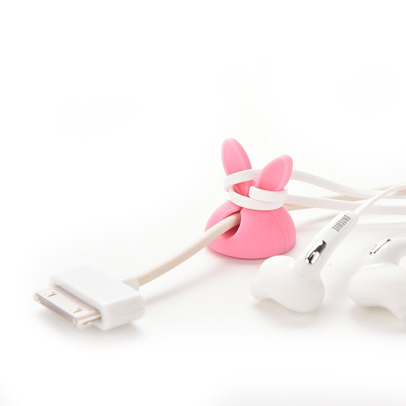 4 stks/partij USB Lader Houder Desk Tidy Organiser Wire Cord roze Kawaii Konijn Clip Student Schoolbenodigdheden