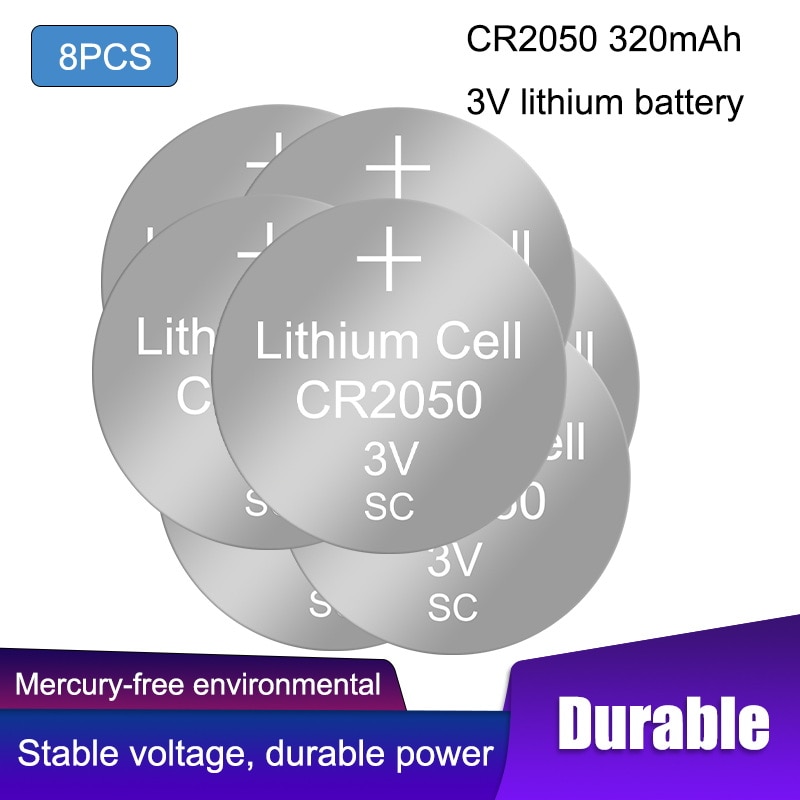 8PCS 3V CR2050 2050 Li-ion Button Battery Remote control electronic watch auto tire pressure monitor special Battery