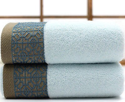 Luxe Katoen Gezicht Handdoeken Zachte Absorberende Elegante Badlaken Hand Badkamer Gezicht Hand Gehaakte Handdoeken Basten: Blauw