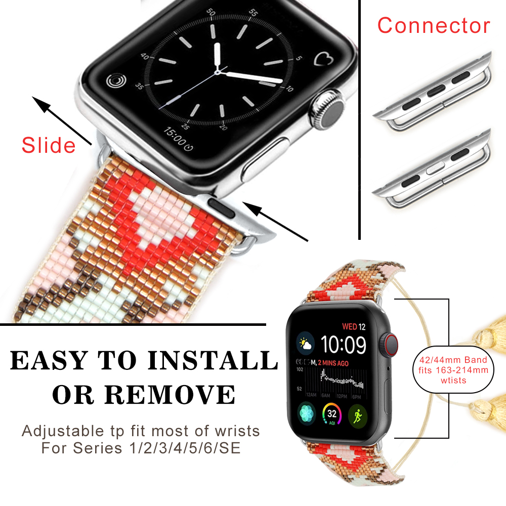 Go2Boho cinturino per orologio da donna Miyuki Seed Bead Jewelry cinturino intrecciato fatto a mano cinturino per Apple Huawei Sumsung Smart Watch