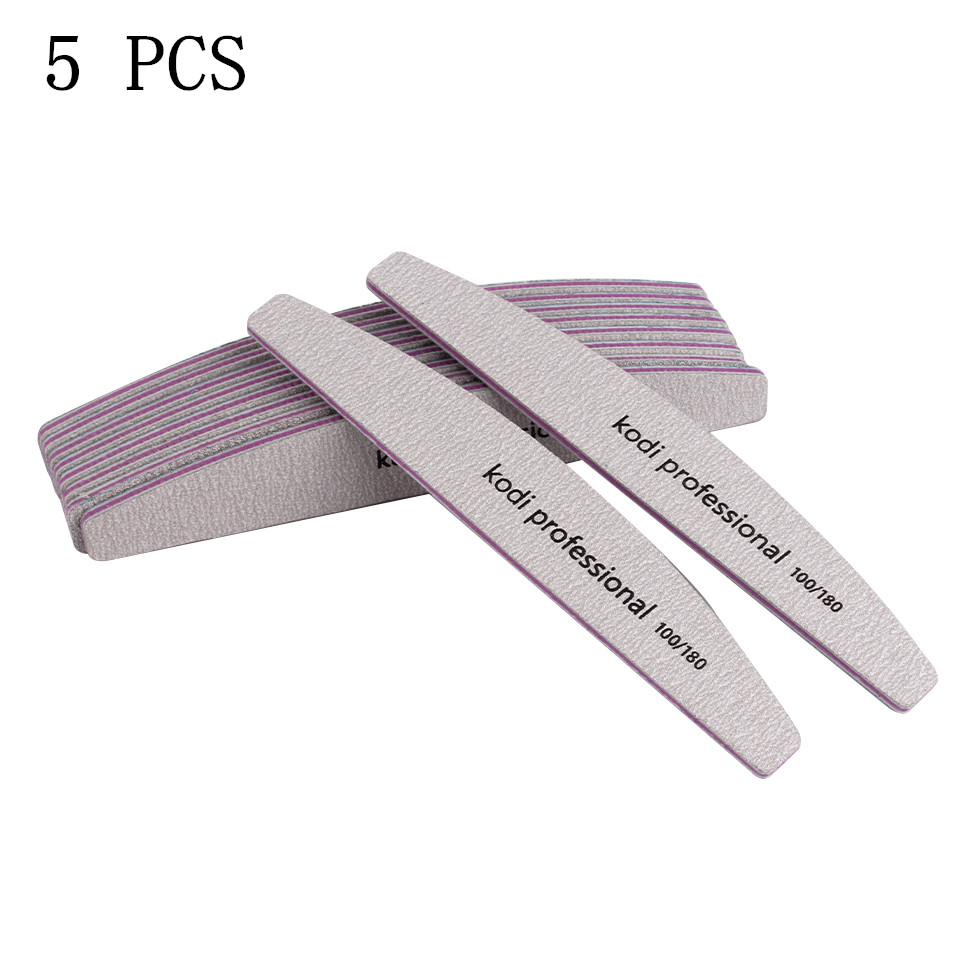 5/10 Uds lima de uñas papel de lija limas de uñas gruesas y fuertes tampón para manicura lijado media luna Lima herramientas de uñas 100/180: Azul oscuro