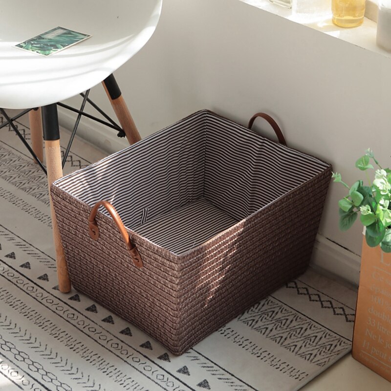 Cesta de almacenamiento tejida Rectangular, cestas de almacenamiento reutilizables, para artículos diversos, libros, juguetes, caja de almacenamiento para el hogar