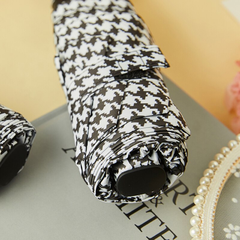 Classical Houndstooth Umbrella Rain Women Anti UV Sun Simple Umbrellas Automatic Folding Umbrella Black Coating Parasol