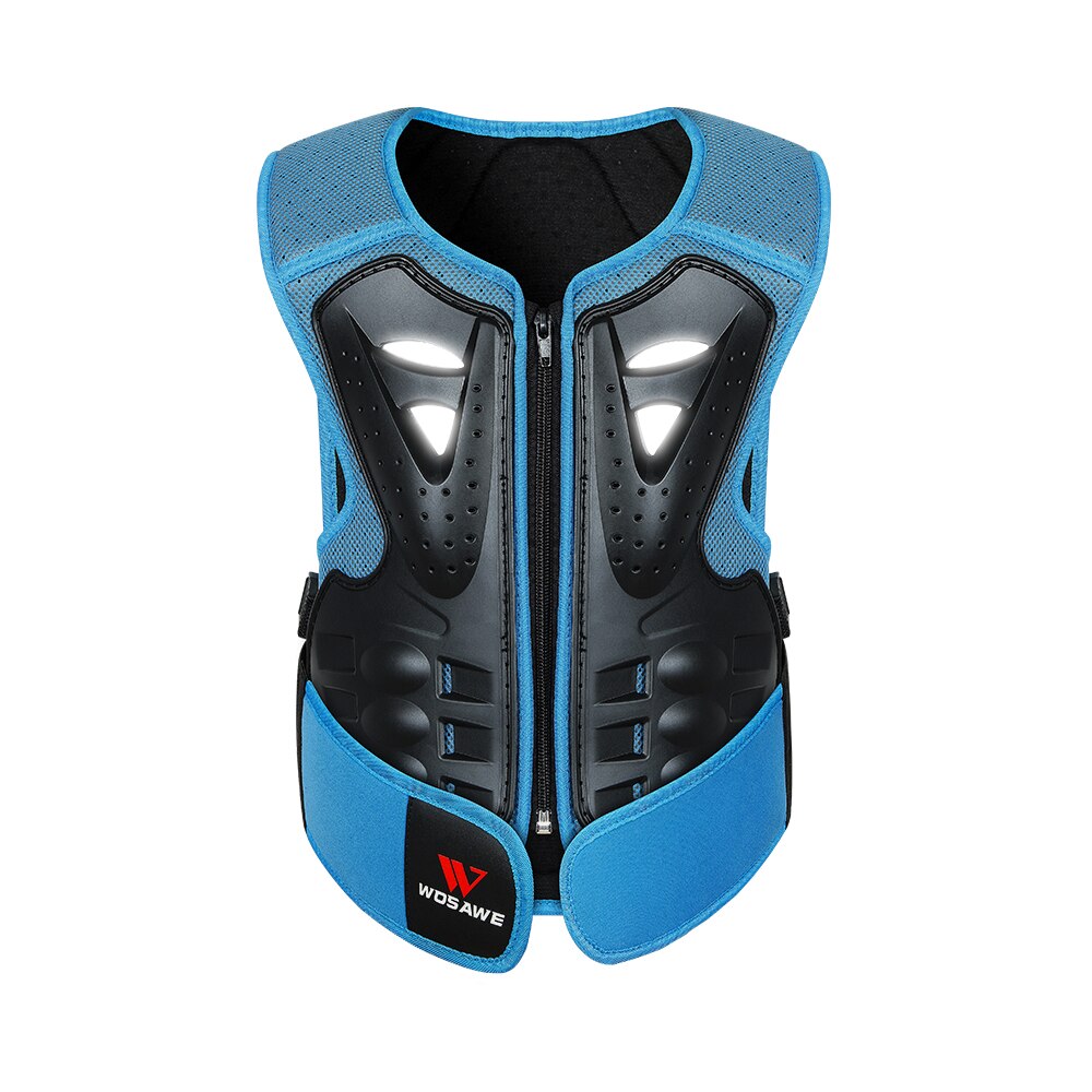 WOSAWE Reflective Body Armor For Kids Snowbard Ski Skate Motocross Motorcycle Armor Sleeveless Jacket Chest Knee Protective Gear: Vest Blue