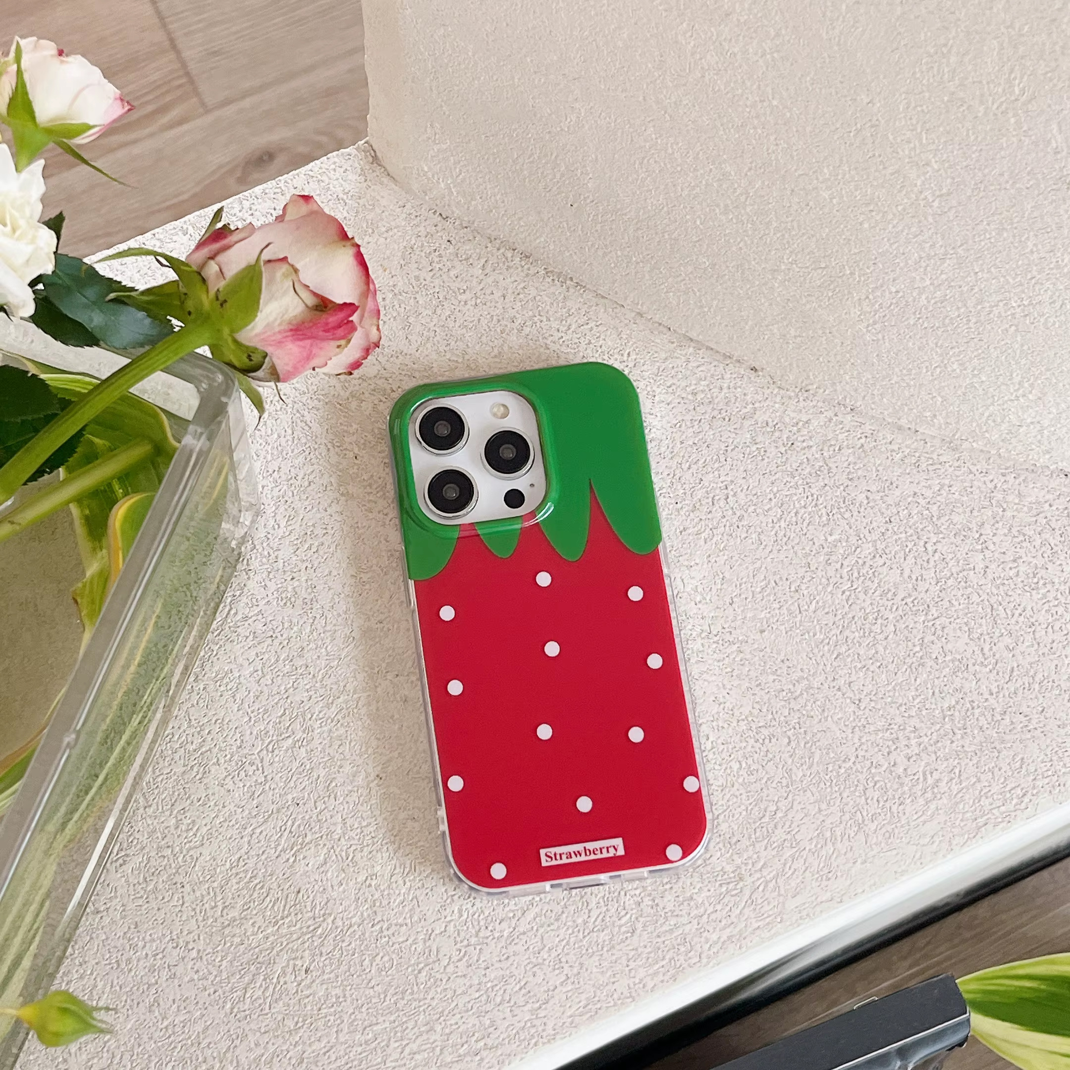 Funda de teléfono con de fresa roja y lunares blancos para iPhone 16 15 14 13 12 11 Pro XS Max 7 8 Plus MINI Y2K