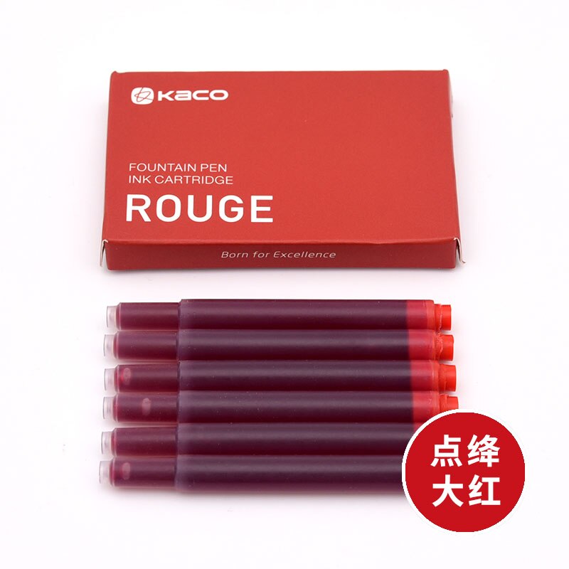 Pluma estilográfica negra Kaco con cartucho de tinta, pluma de plástico para escribir material escolar y de oficina,: Red ink Cartridges
