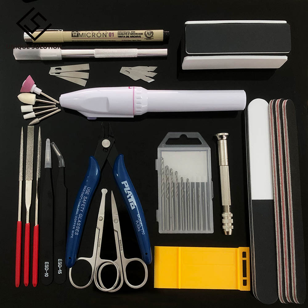 Hobby Modelling Tools Set Model DIY Accessories Cutting Mat Self Healing Grinding Machine Polishing Tools Kit For Gundam
