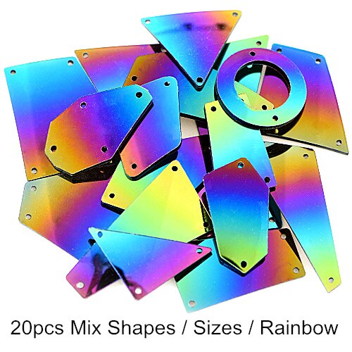gemischt Größe Farben Acryl Spiegel NäHenne Auf Strass Unregelmäßigen Steinen Kristall Strass DIY F0209: P16-Regenbogen
