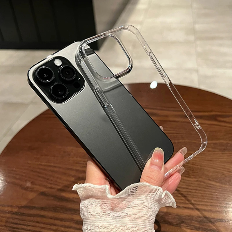 Luxuriöse transparente weiche Acryl-Handyhüllen für iPhone 16, 15, 14, 13, 12, 11, Profi Max Plus, stoßfeste, klare Stoßstangenabdeckung, Zubehör
