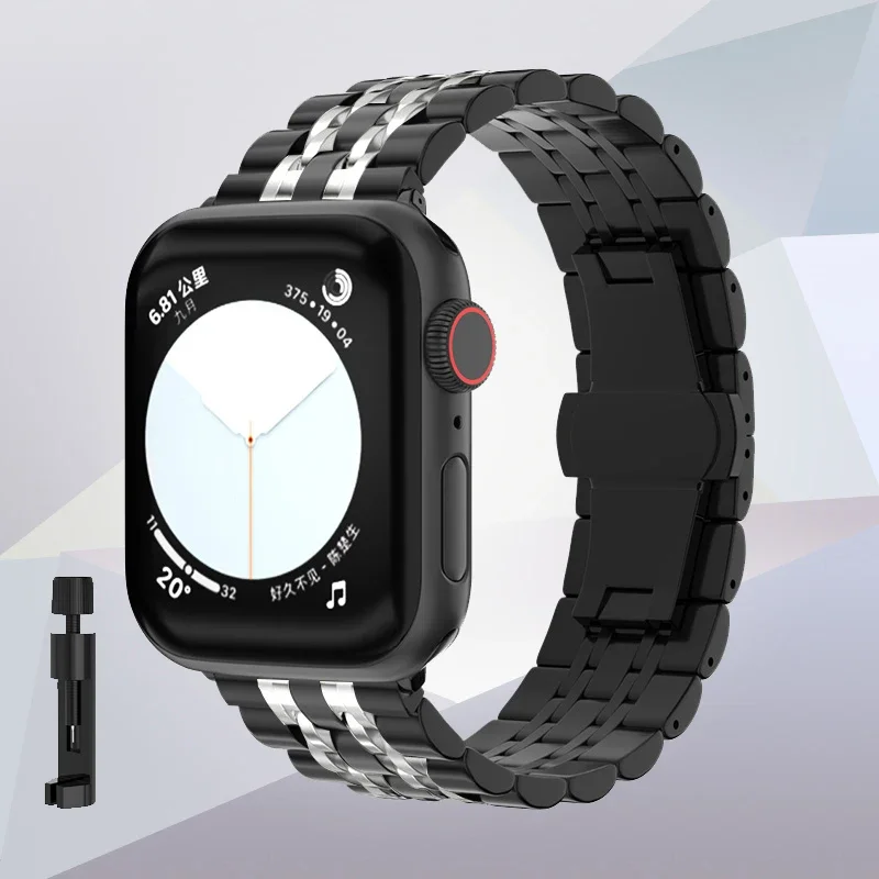Metal Compatible Strap for Apple Watch Band 49mm 44mm 45mm 41mm 40mm Stainless Steel Bracelet iWatch Series 9 8 7 6 5 Ultra 2 SE