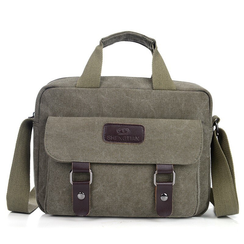 Scione Klassieke Mannen Canvas Aktetas Tas Retro Toevallige Schoudertas Multifunctionele En Grote Capaci Messenger Bag: green