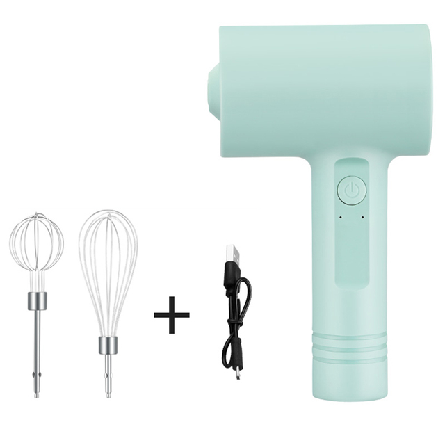 Wireless Electric Food Mixer Portable Hand Blender Rechargeable Dough Blender Egg Beater Baking Hand Mixer Kitchen Tools: green