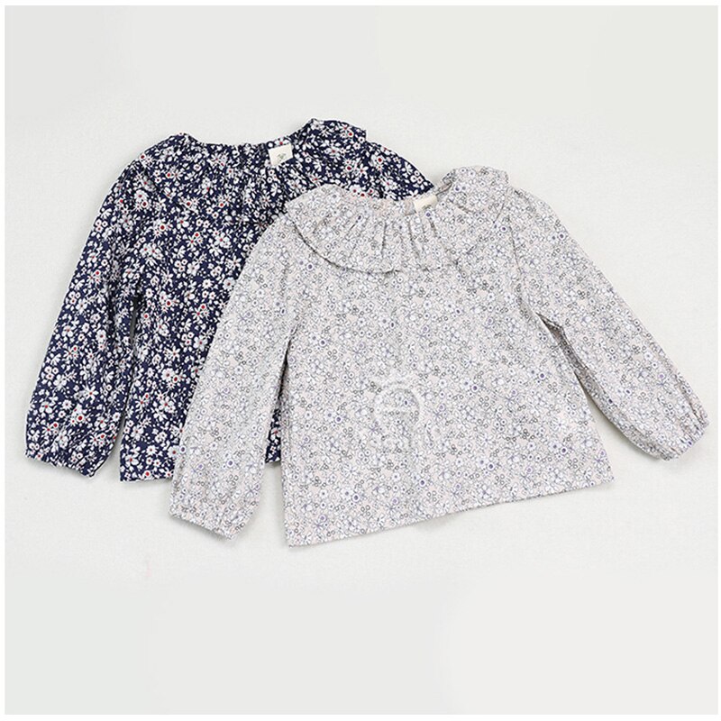 Leuke baby meisjes lange mouw revers bloem revers baby suites lente zomer navy shirt stuk kleding baby peuter jurk