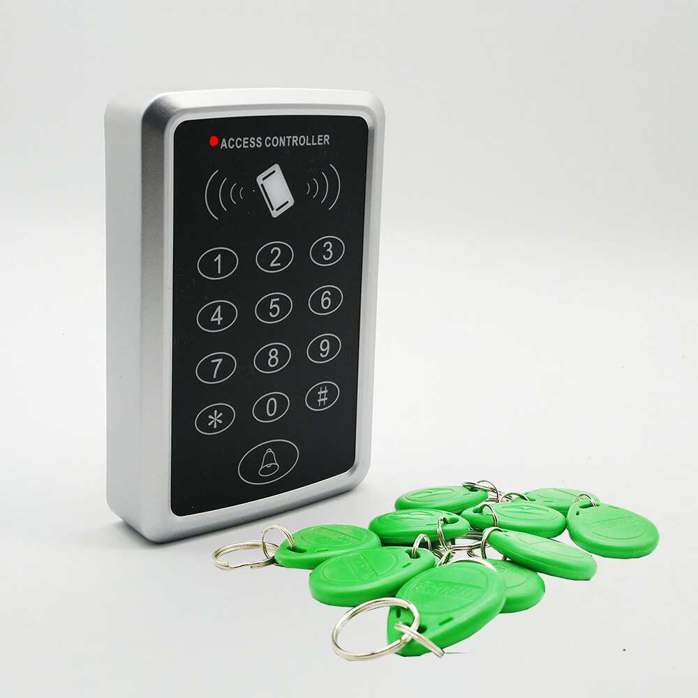 125Khz Rfid Access Control System Keypad Card Door Lock Access Controller: Green Keyfobs