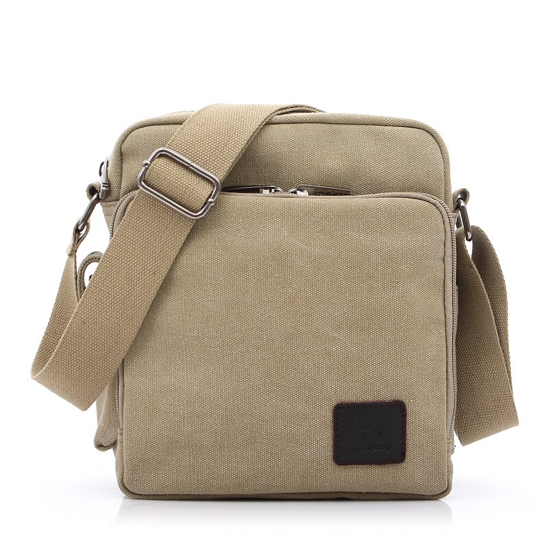 Korean canvas diagonal bag men's outdoor multifunctional shoulder bag wallet: Light Khaki