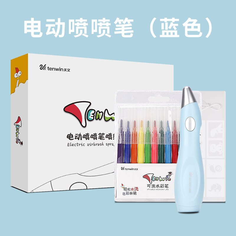 Creatieve 12 Kleuren Elektrische Inkjet Printer Pen Kawaii Wasbare Aquarel Pen Voor Schilderij Tekening Kids Schoolbenodigdheden: Blue set
