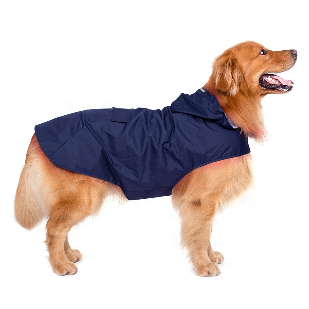5xl/6xl utomhus sommarreflexregnrock för hund, regnkappa regnkläder med koppelhål för medelstora hundar tillbehör för husdjur: Marinblå / 6xl